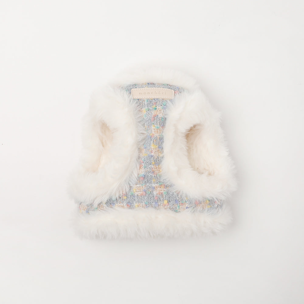 ツイードチェックファーハーネス+リードSET【名入れ刺繍対応】