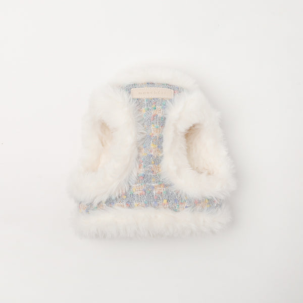 ツイードチェックファーハーネス+リードSET【名入れ刺繍対応】