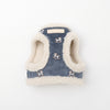 Corduroy boa harness + lead set with rocking horse embroidery [Compatible with name embroidery]