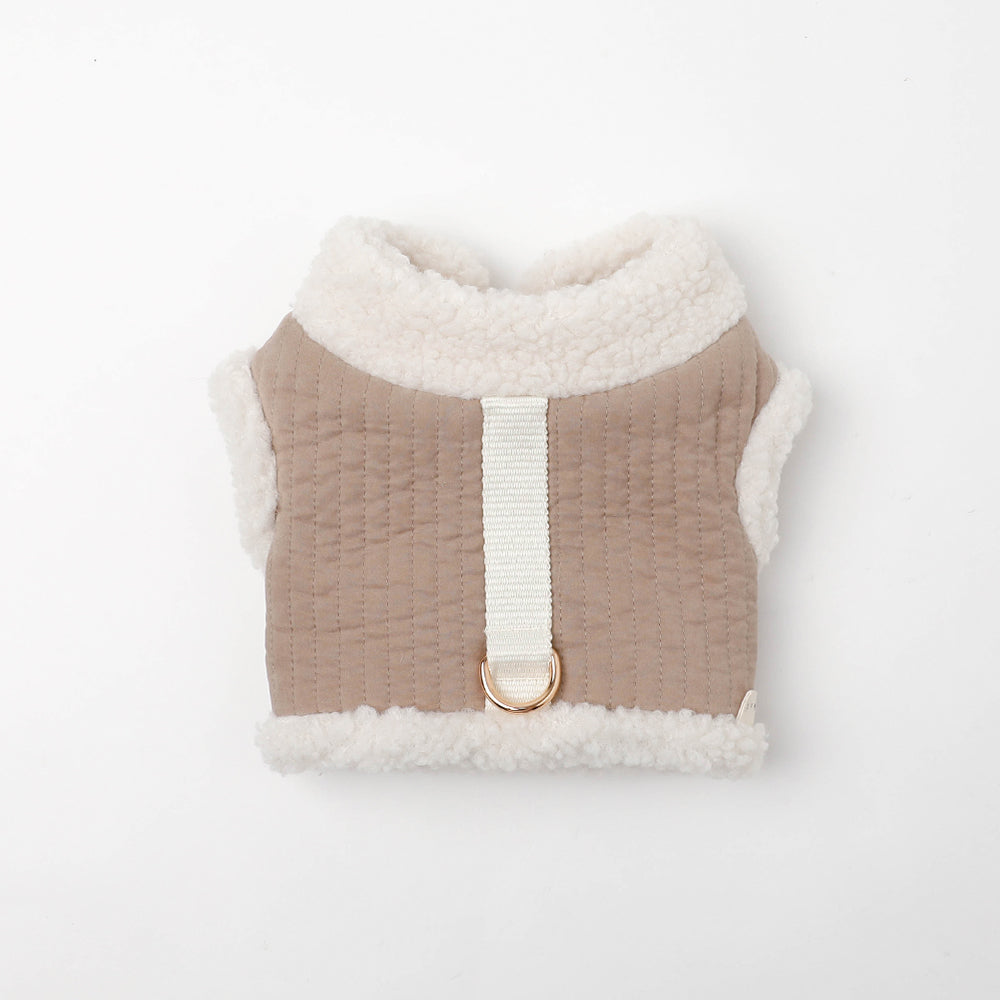 キルティングボアハイネックハーネス+リードSET【名入れ刺繍対応】