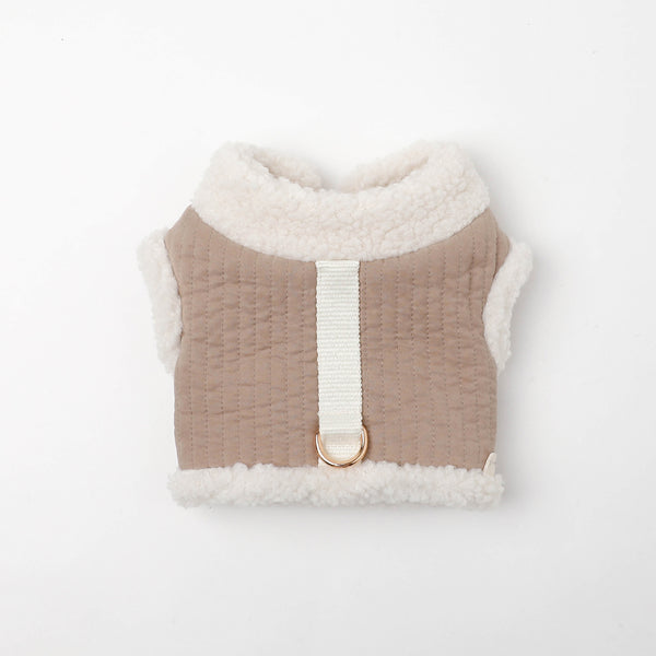 キルティングボアハイネックハーネス+リードSET【名入れ刺繍対応】