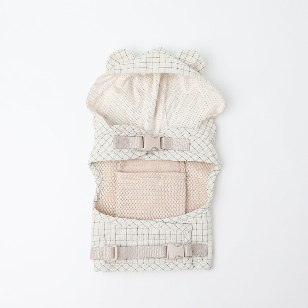冷感くま耳フード付きチェック柄ハーネス+リードSET【名入れ刺繍対応】【