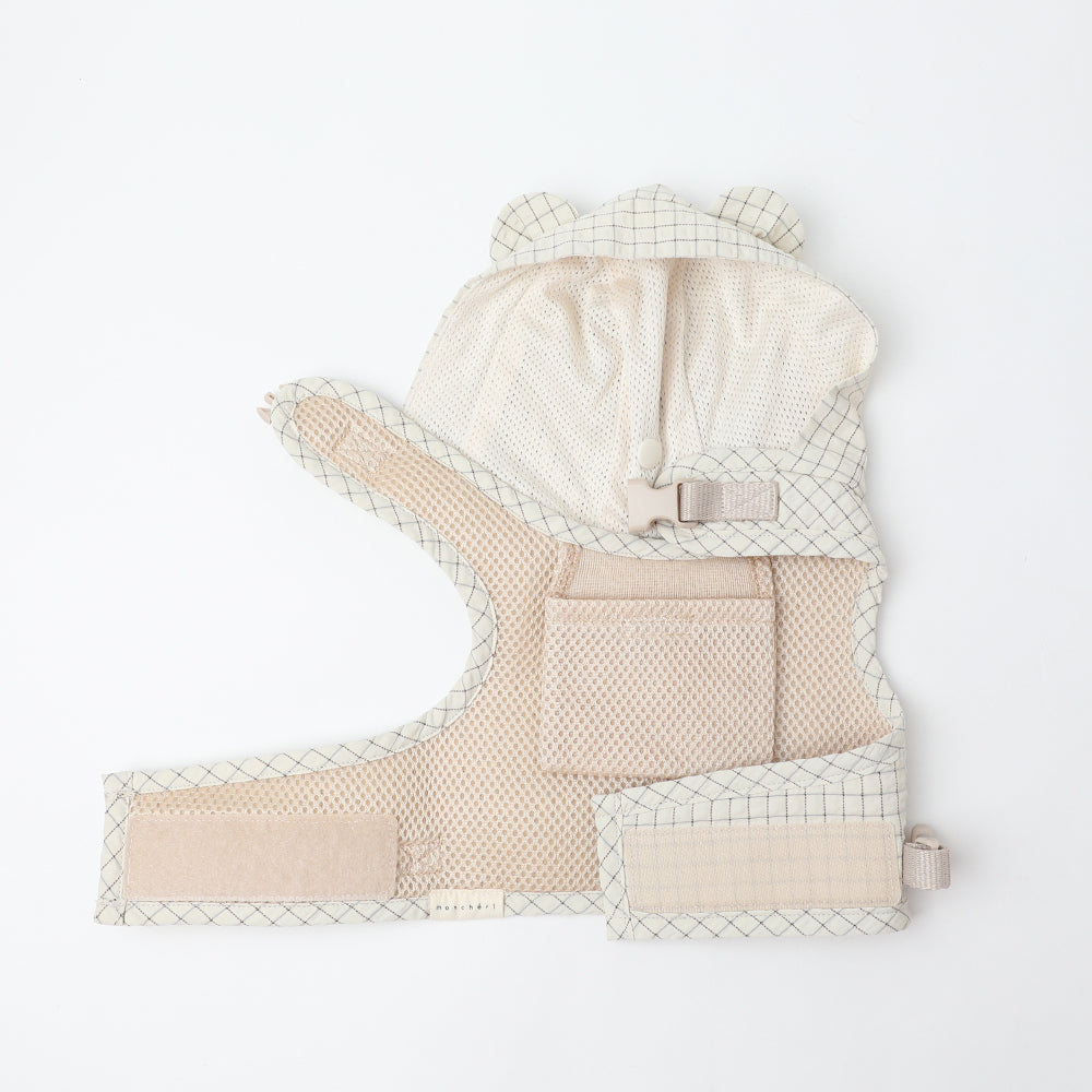 带冷感熊耳兜帽的格纹线束+导线设置【名入刺绣对应】【保冷剂对应】