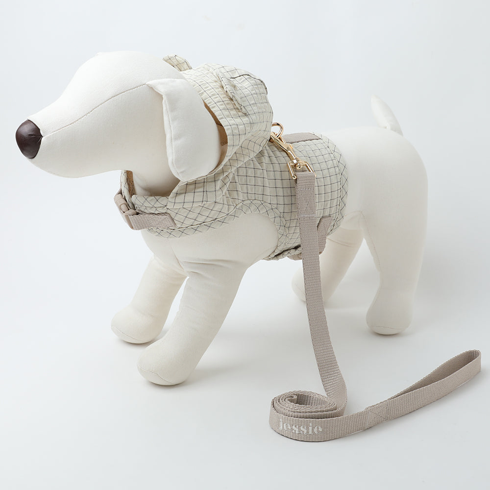 带冷感熊耳兜帽的格纹线束+导线设置【名入刺绣对应】【保冷剂对应】