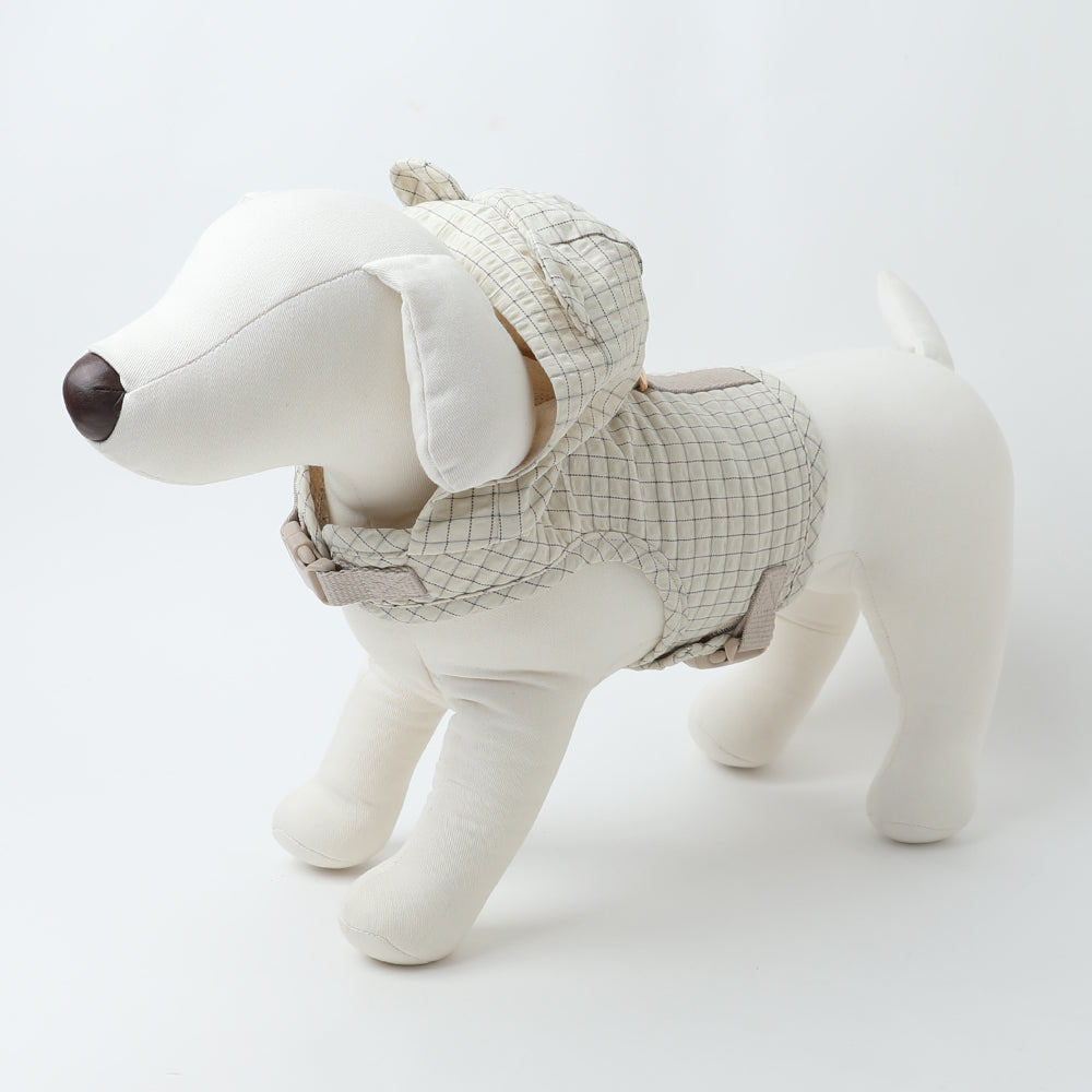 带冷感熊耳兜帽的格纹线束+导线设置【名入刺绣对应】【保冷剂对应】