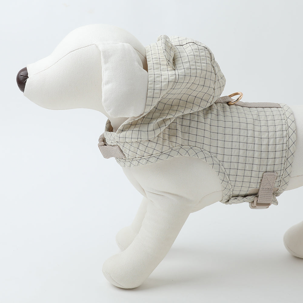 带冷感熊耳兜帽的格纹线束+导线设置【名入刺绣对应】【保冷剂对应】