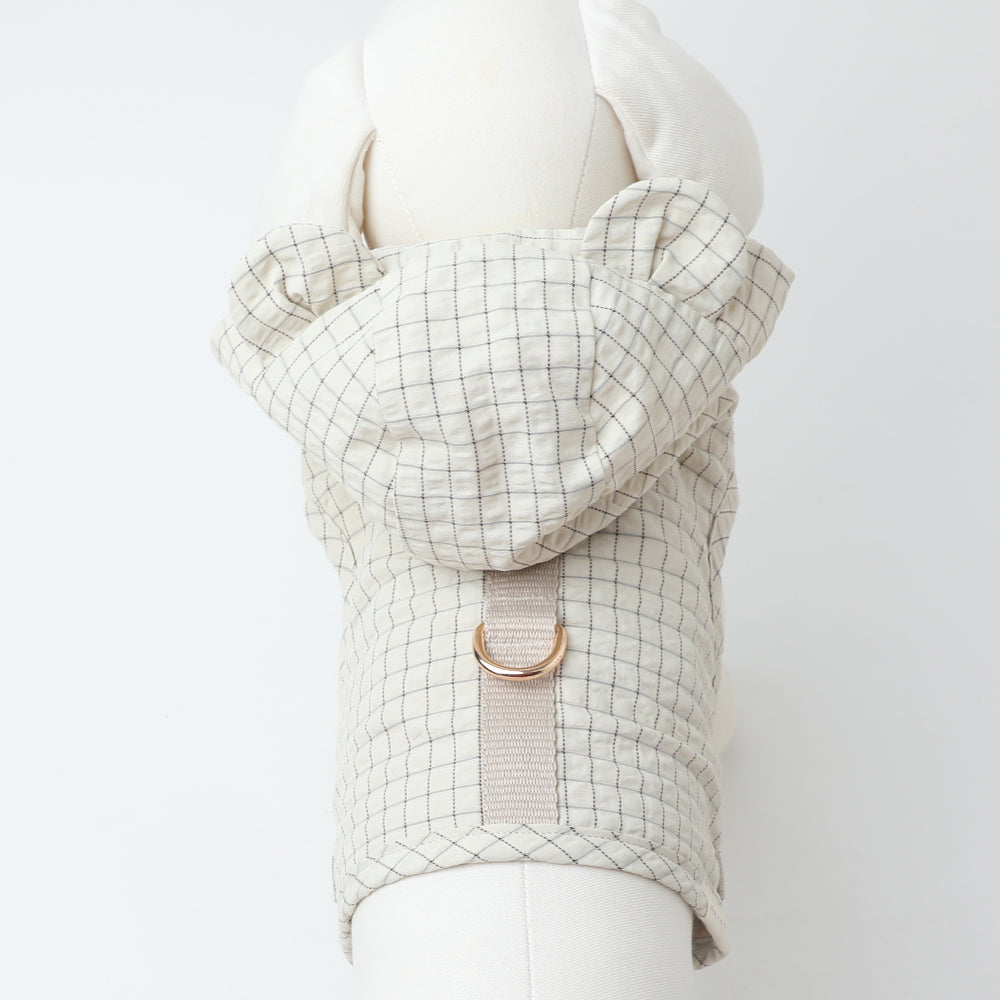 带冷感熊耳兜帽的格纹线束+导线设置【名入刺绣对应】【保冷剂对应】