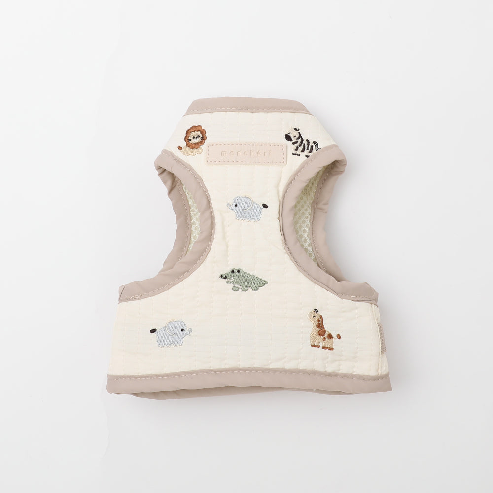 Animal pattern embroidery harness + lead set [Name embroidery available]