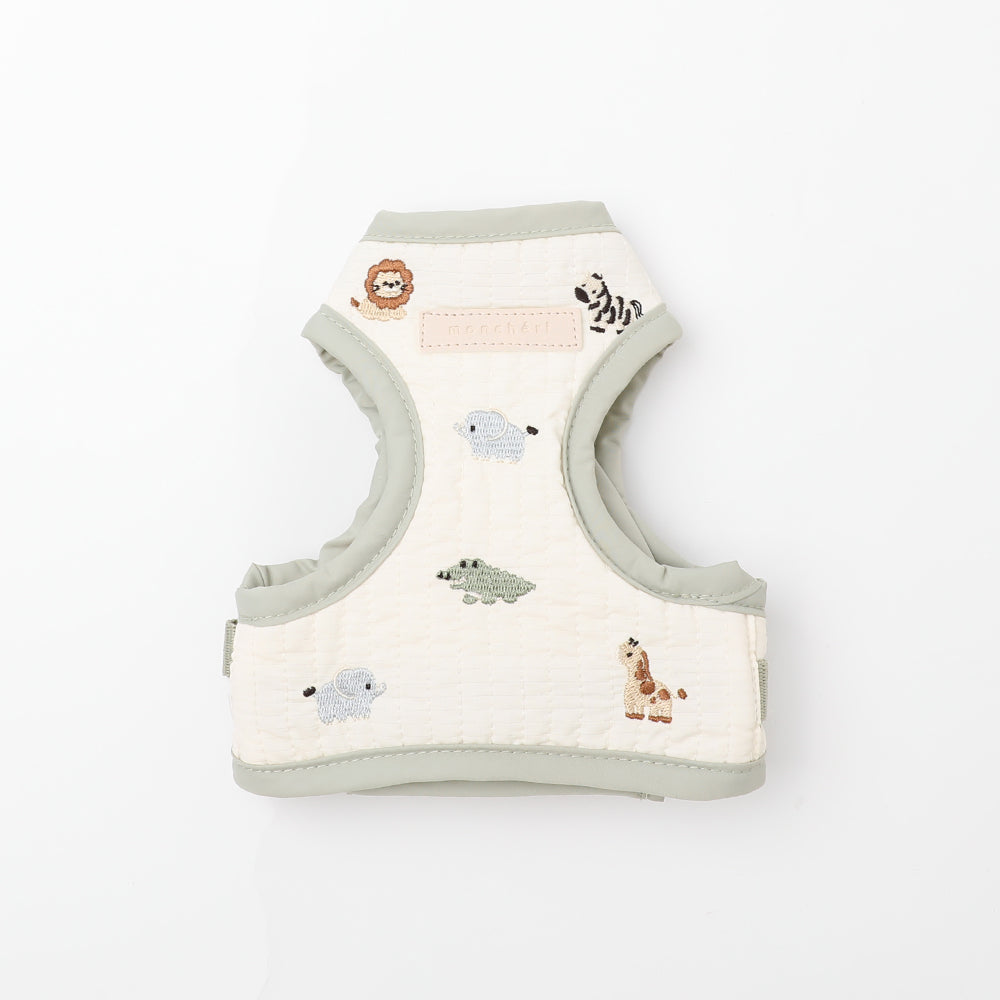 アニマル柄刺繍ハーネス+リードSET【名入れ刺繍対応】