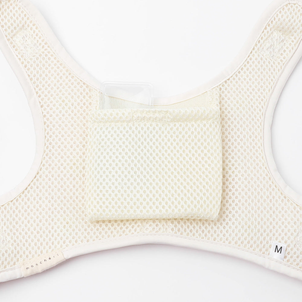 Cool check floral pattern mesh harness + lead set [Compatible with name embroidery] [Compatible with ice packs]