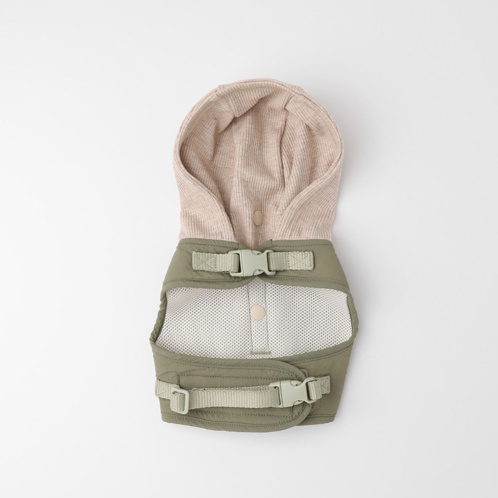 Casual mini pocket hooded nylon harness + lead set [Compatible with name embroidery]
