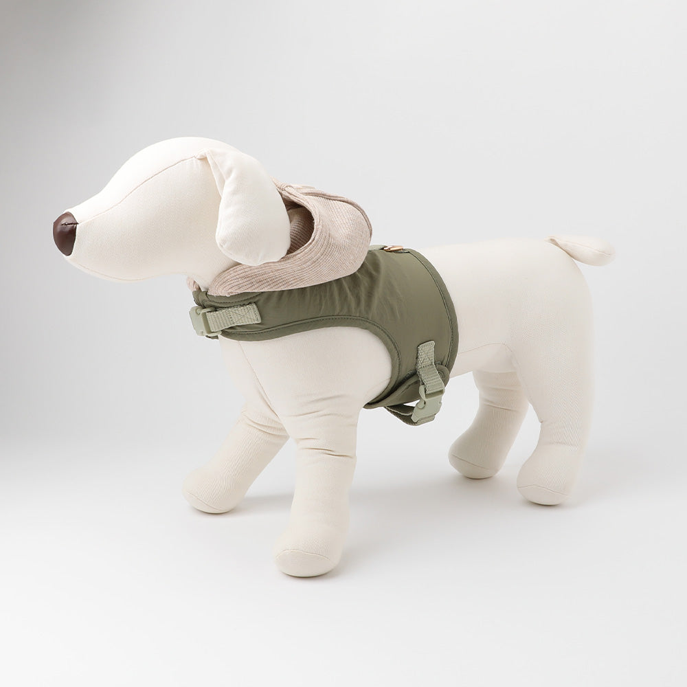 Casual mini pocket hooded nylon harness + lead set [Compatible with name embroidery]
