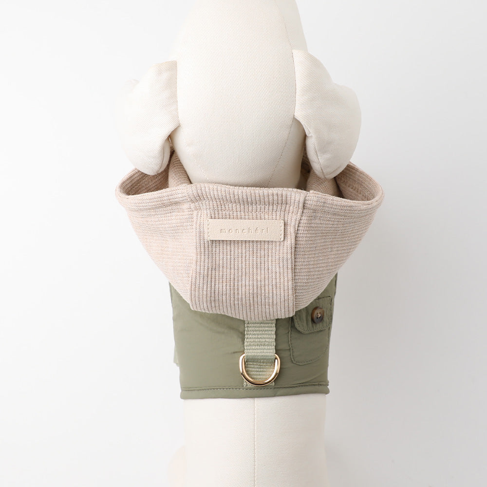 Casual mini pocket hooded nylon harness + lead set [Compatible with name embroidery]