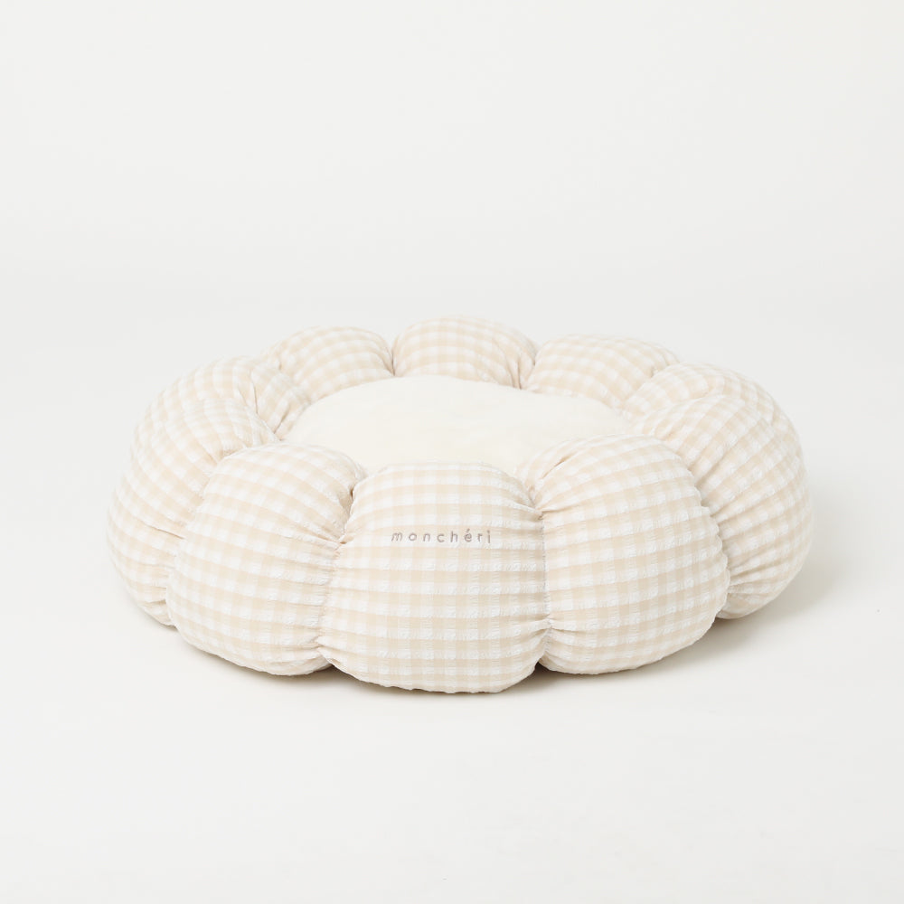 gingham check donut cushion bed