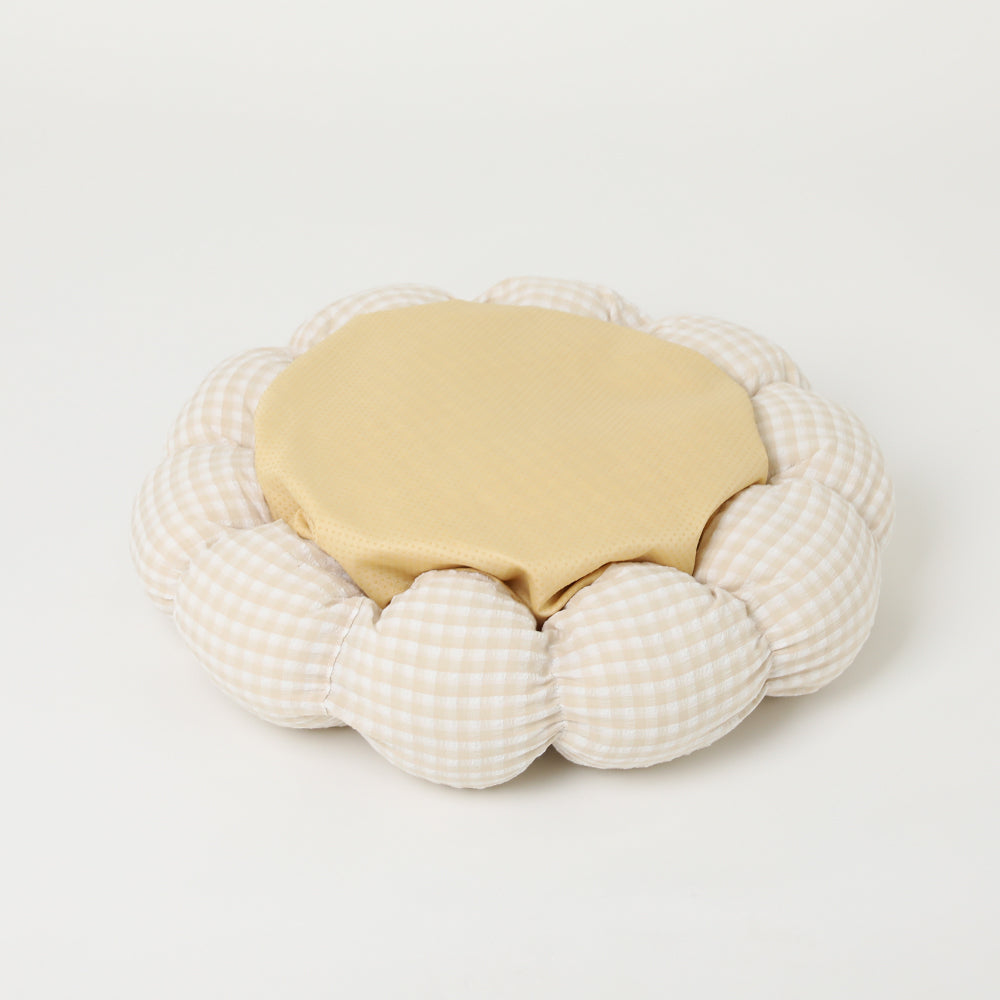 gingham check donut cushion bed