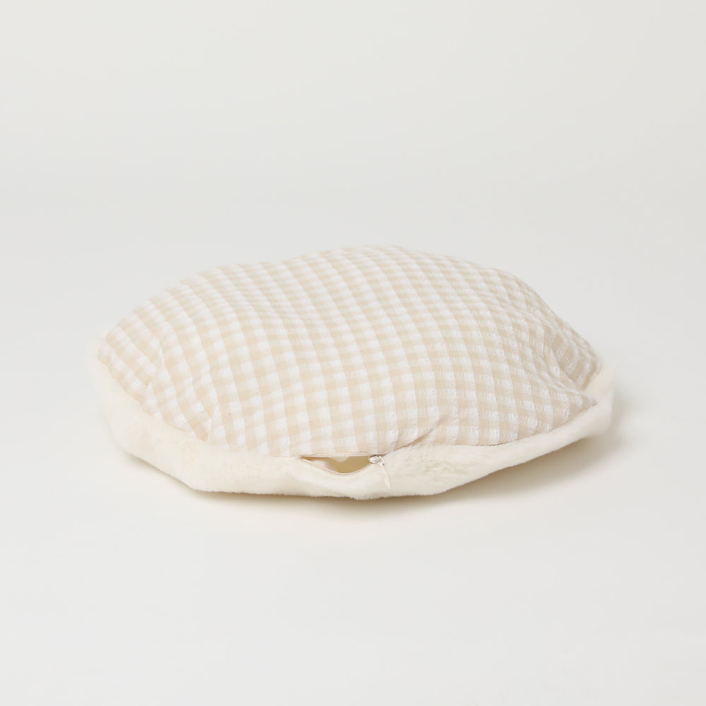 gingham check donut cushion bed