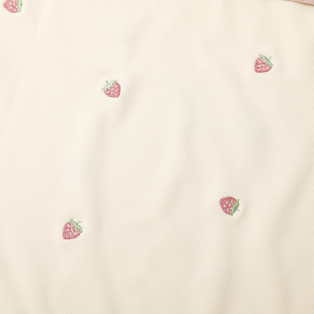 冷感いちご刺繍ポケッタブルブランケット・カフェマット