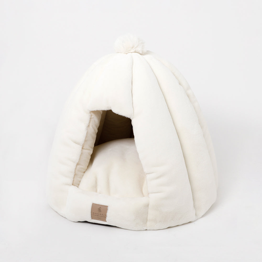 Fur dome type semi-closed fur pet house with cushion