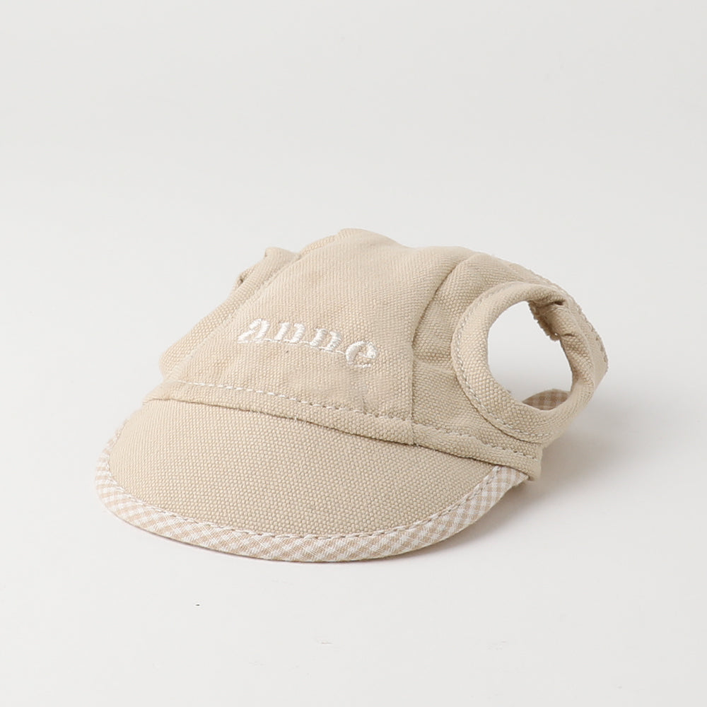 Gingham check piping cotton cap [Name embroidery compatible]