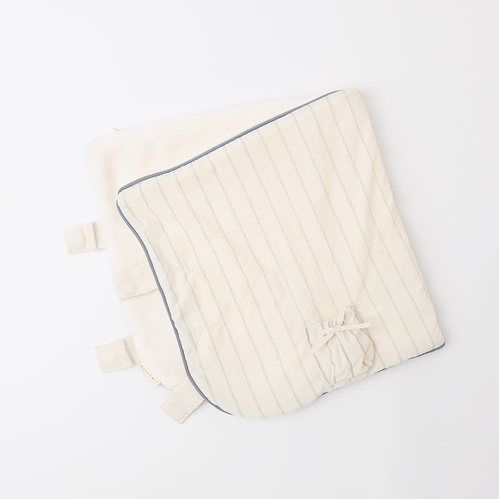 Striped pattern ribbon pocket chin cushion cover [Single cover] [Suitable for name embroidery]