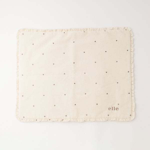 ハート刺繍コーデュロイフリルカフェマット【名入れ刺繍対応】