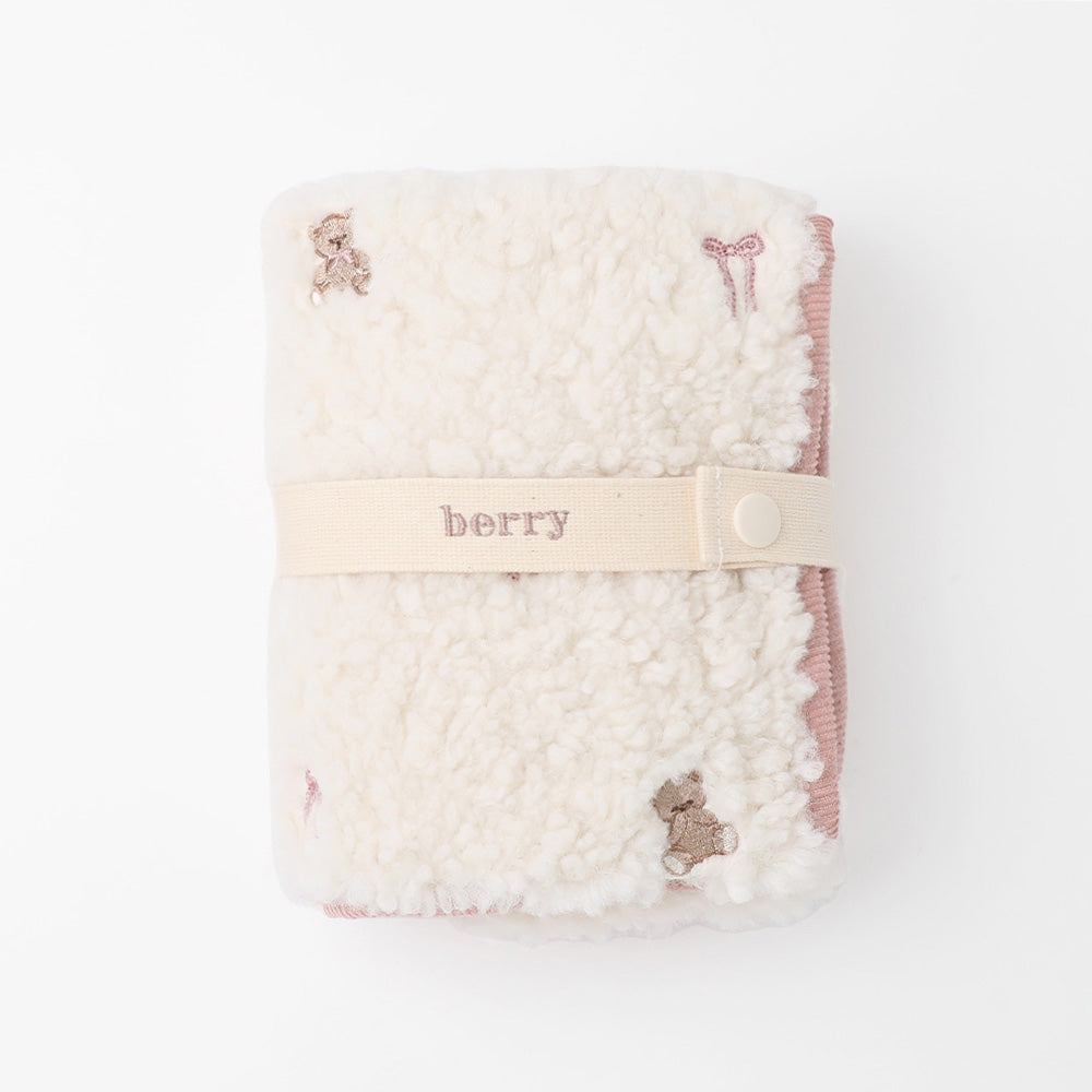 Bear ribbon embroidery boa cafe mat [Compatible with name embroidery]