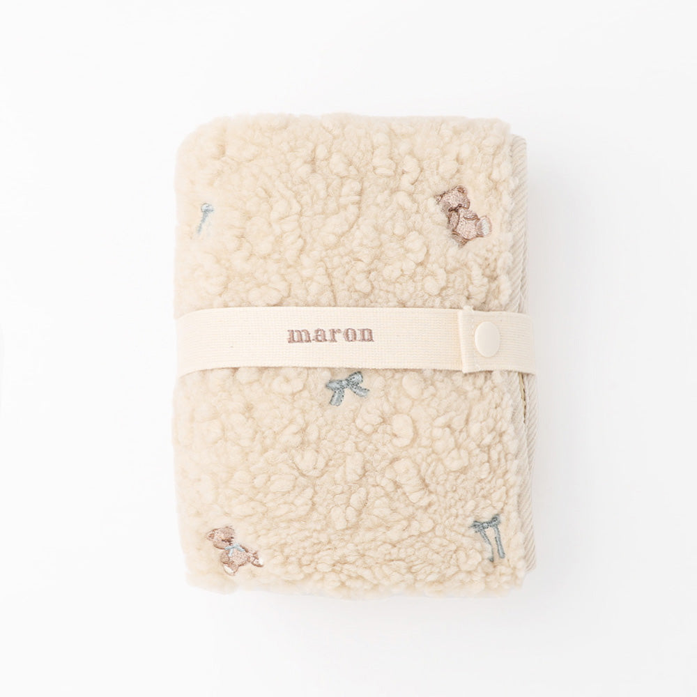 Bear ribbon embroidery boa cafe mat [Compatible with name embroidery]