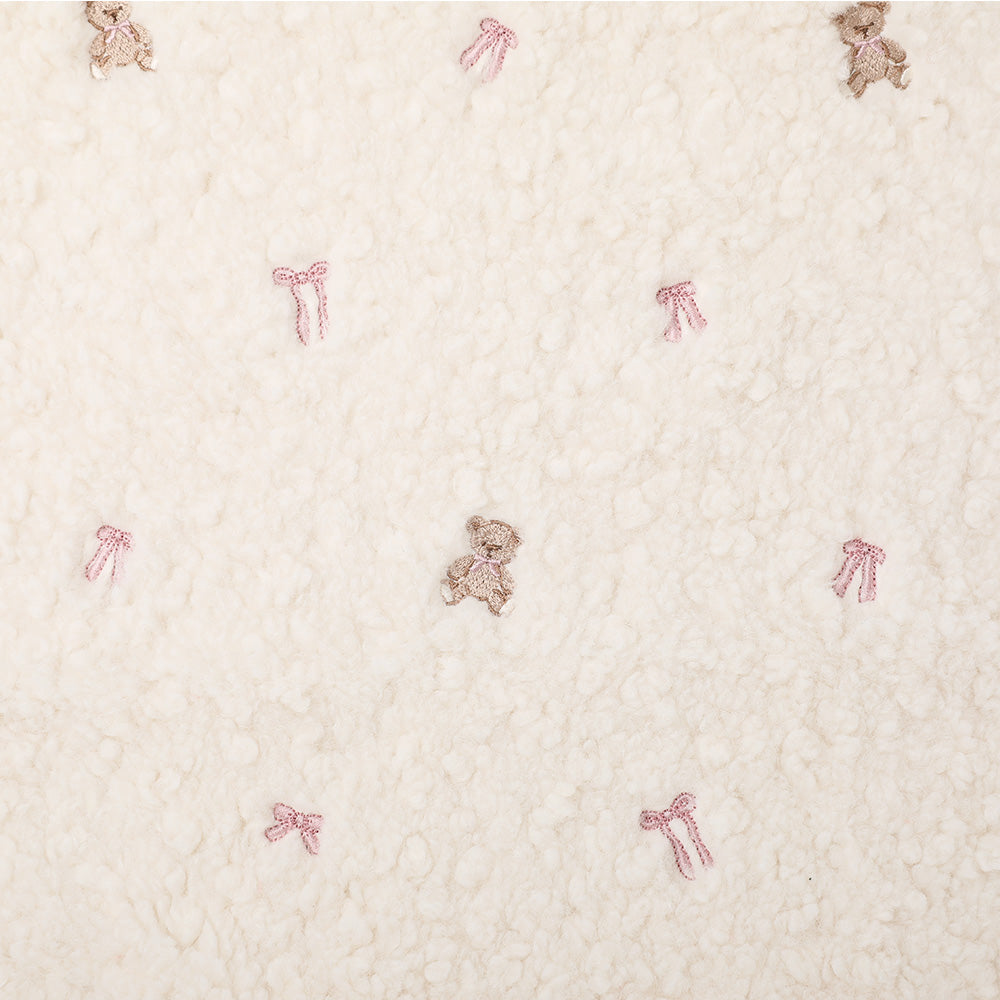 Bear ribbon embroidery boa cafe mat [Compatible with name embroidery]