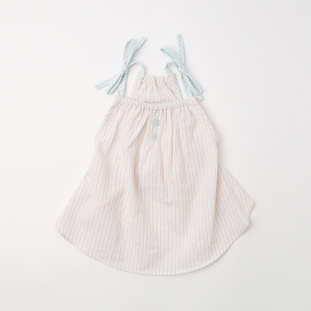 冷条纹吊带连衣裙