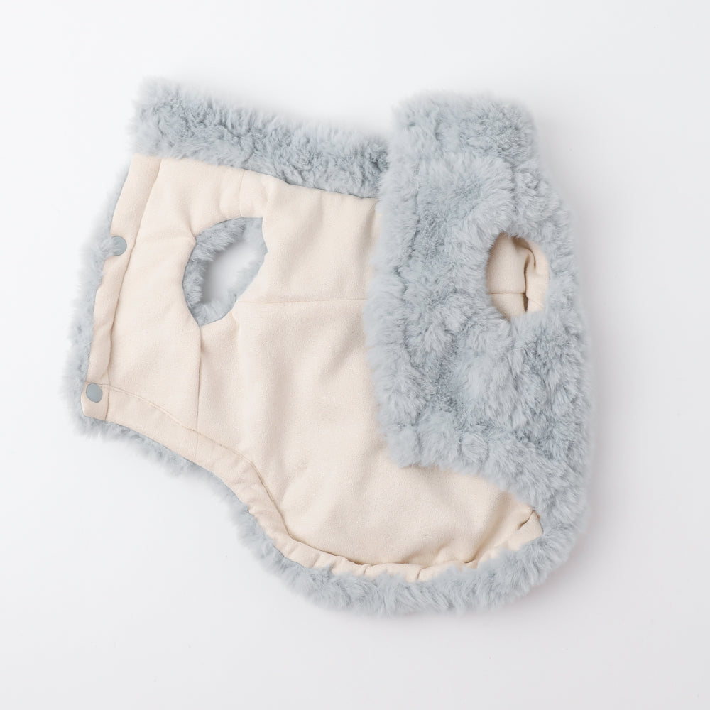 Flower motif fur vest