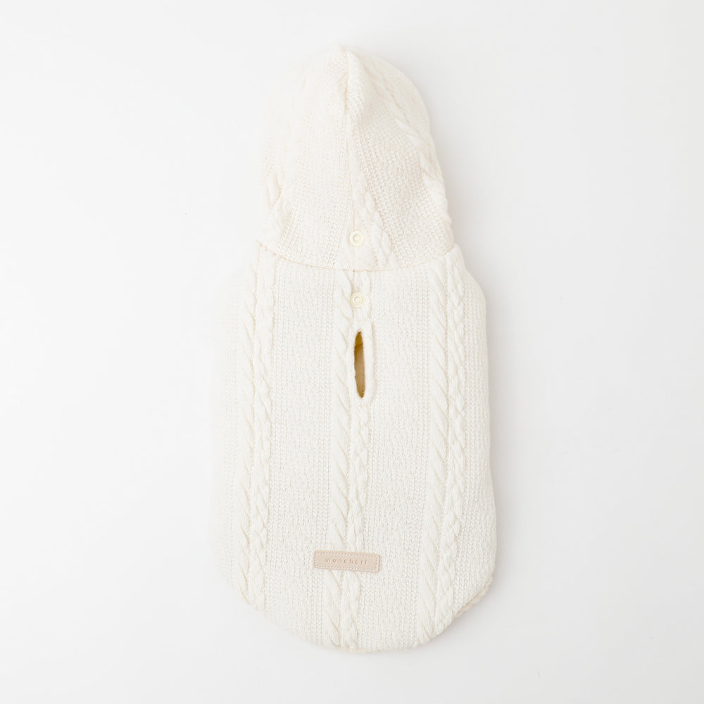 Hooded cable-like vest