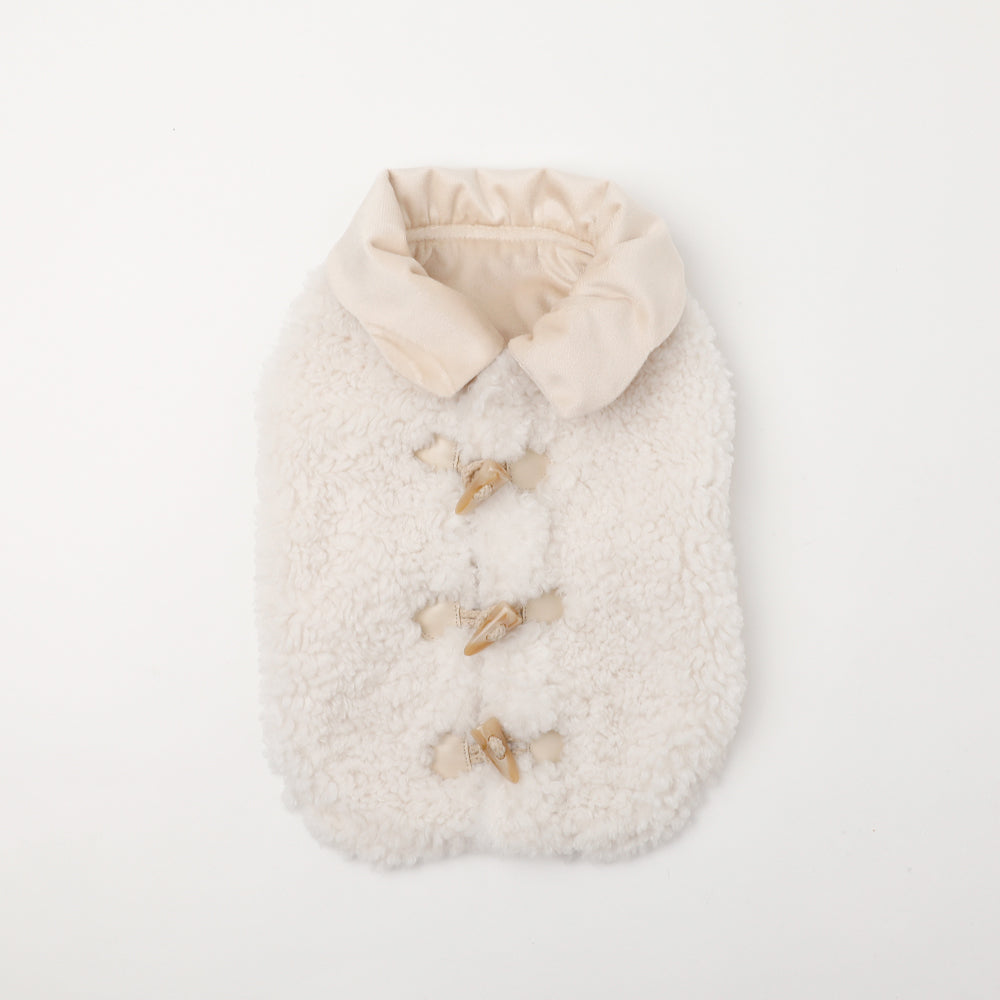 Ruffled color toggle button boa vest