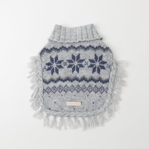 スノーノルディック柄ニットポンチョ