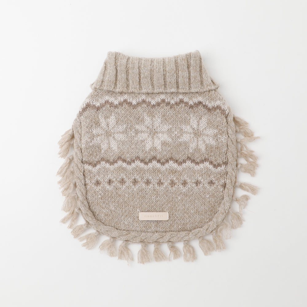 スノーノルディック柄ニットポンチョ