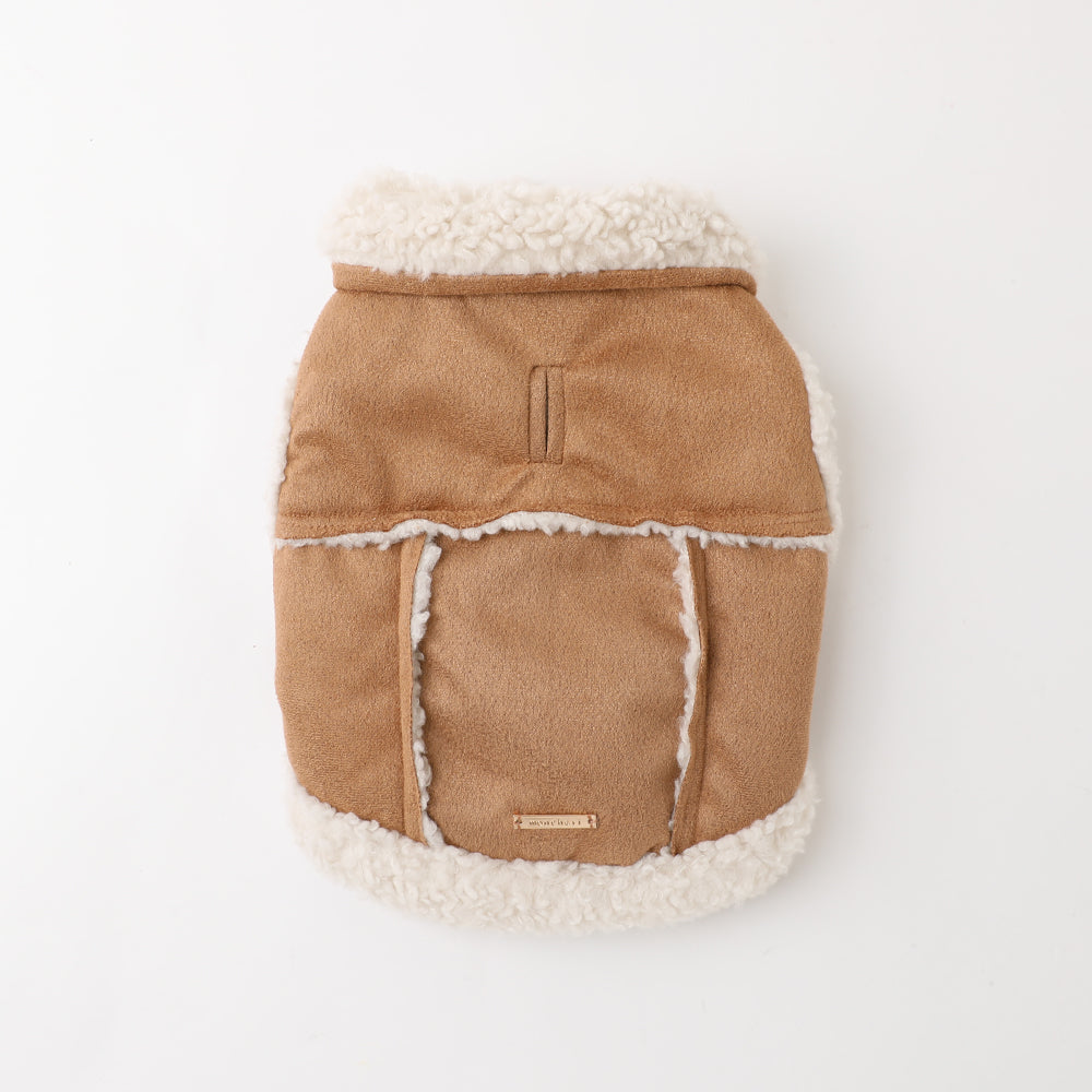 Vest with faux shearling collar