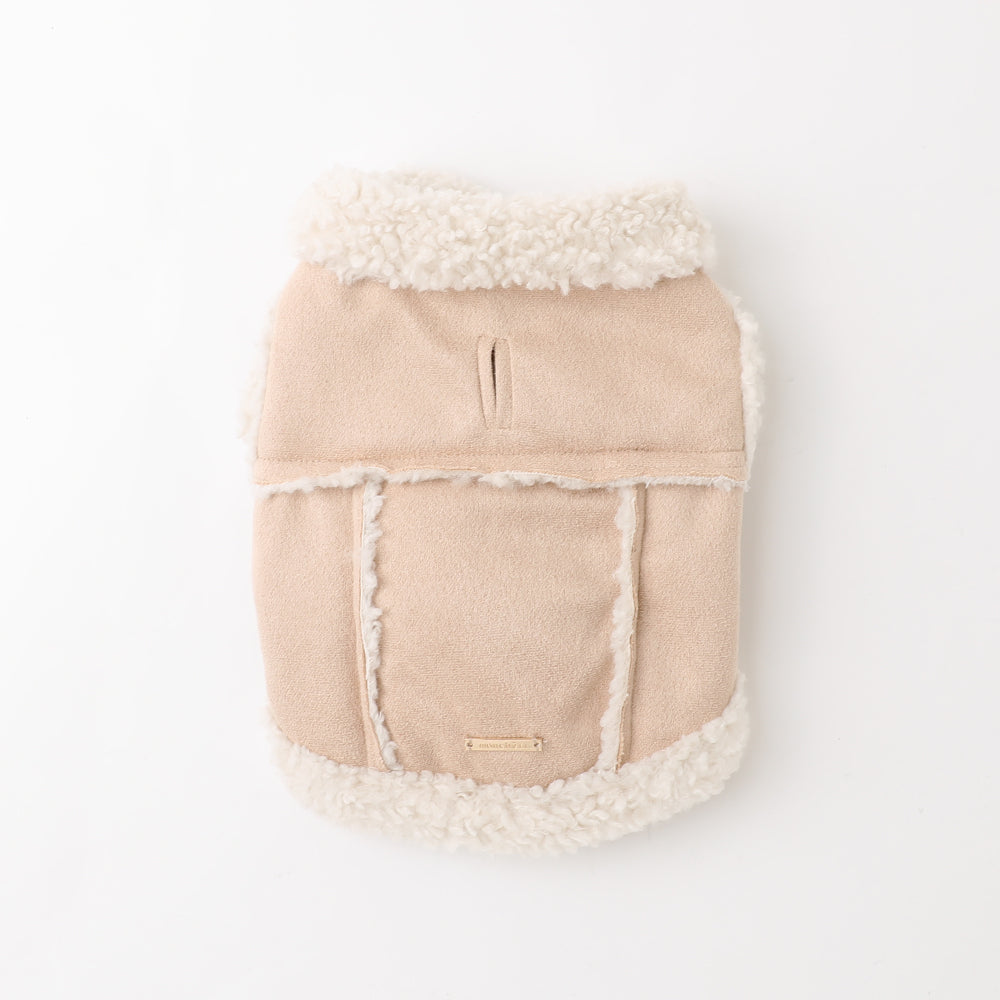 フェイクムートン襟付きベスト