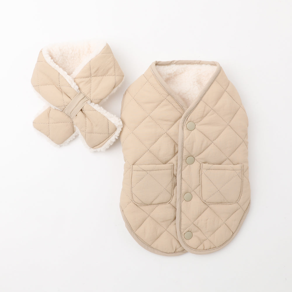 キルティングベスト＋マフラーSET