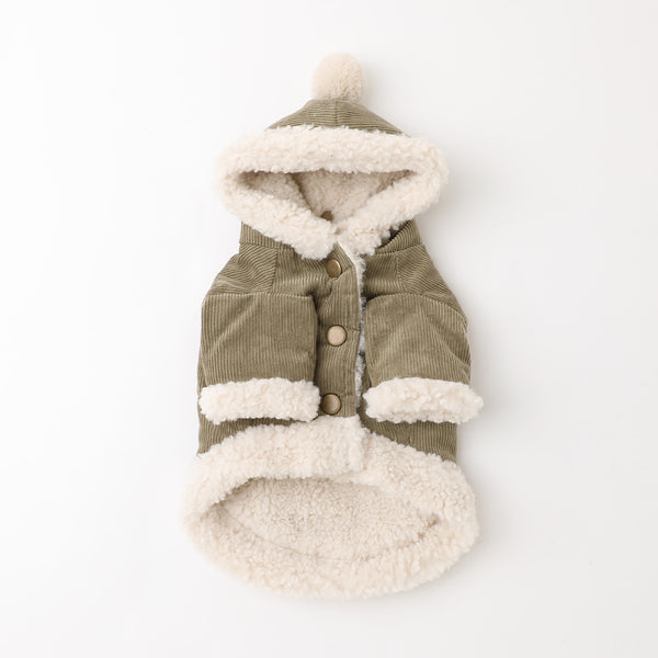 コーデュロイ裏ボアフードアウター