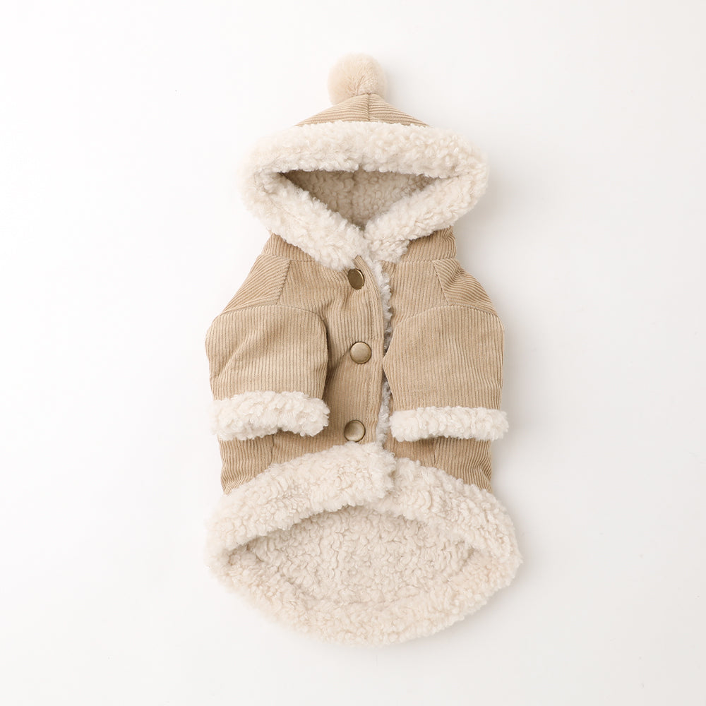 コーデュロイ裏ボアフードアウター