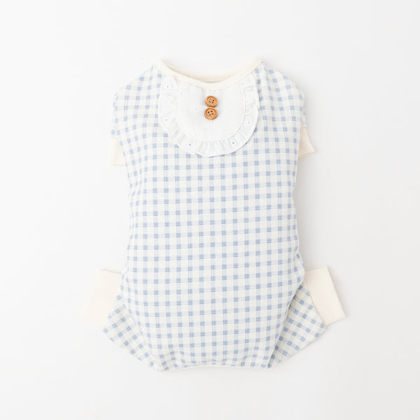 フリルレースチェックロンパース