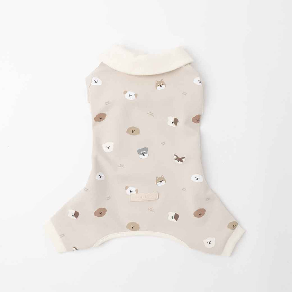 保温いぬさん柄ロンパース