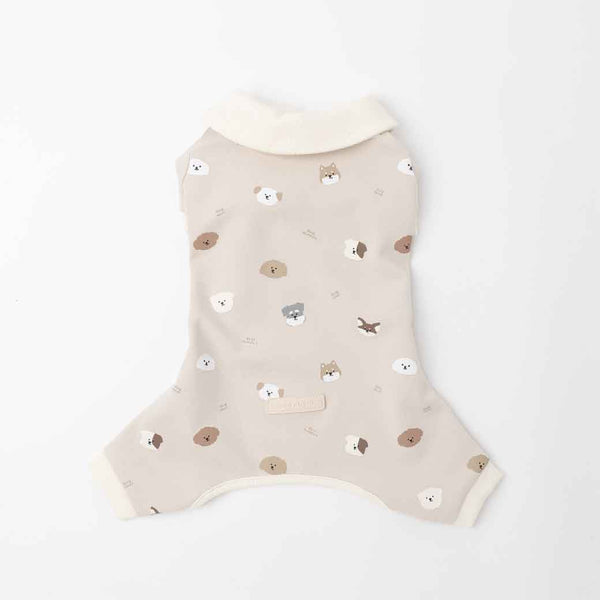 保温いぬさん柄ロンパース