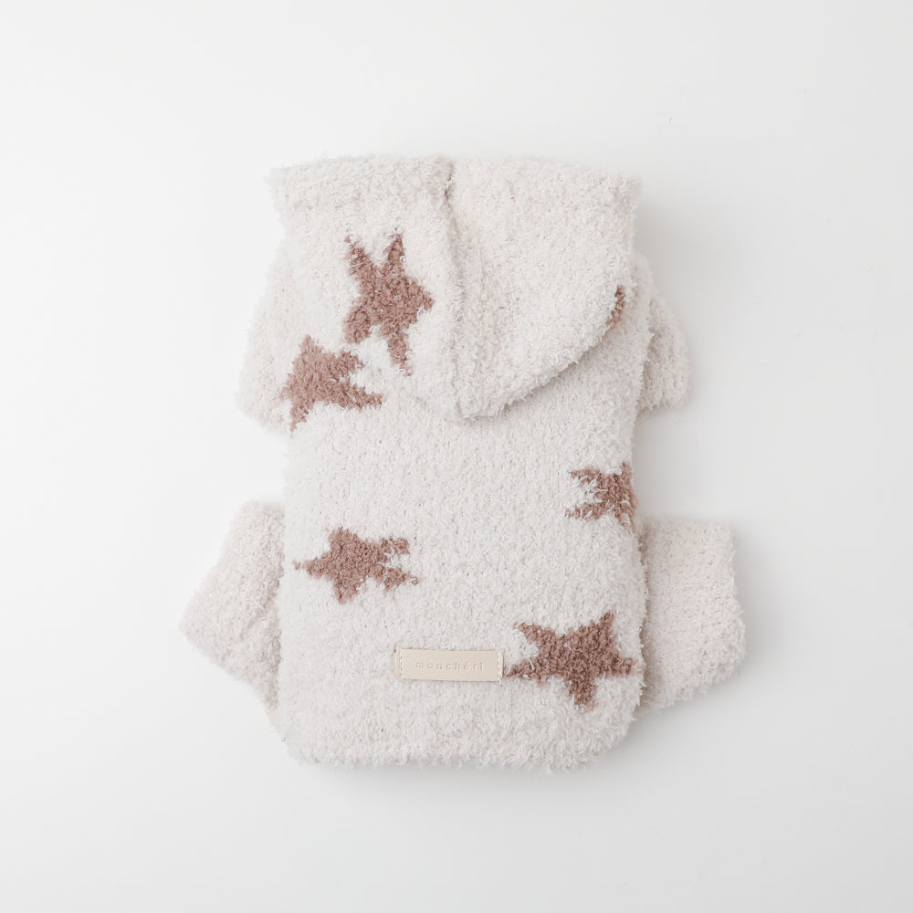 Star pattern fluffy knit rompers