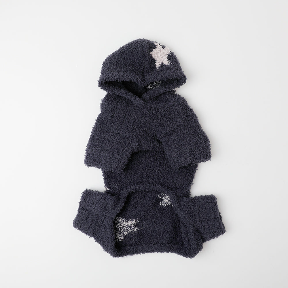 Star pattern fluffy knit rompers