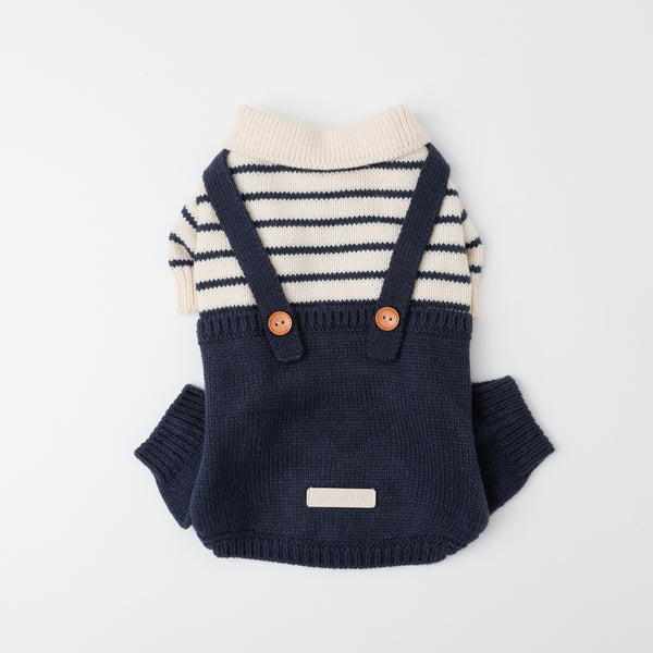 ボーダーニットドッキングロンパース