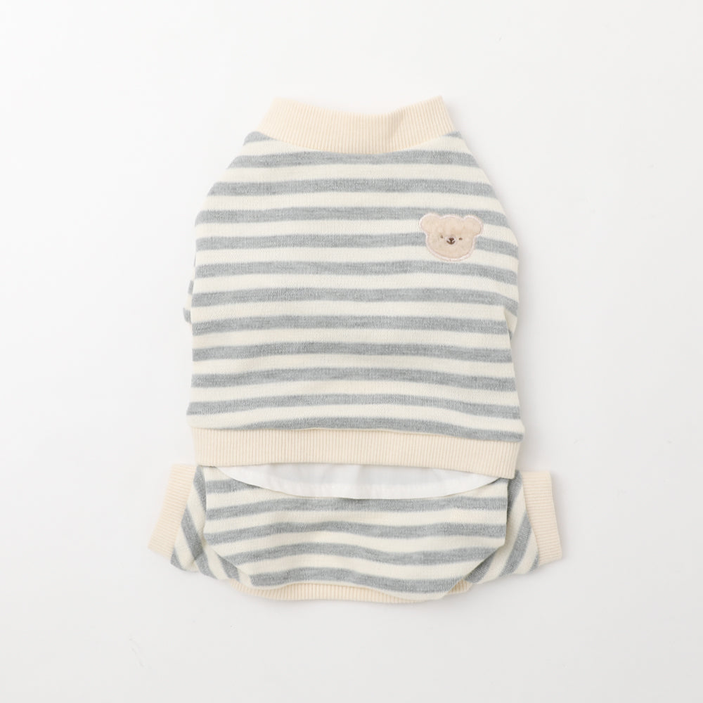 Bear patch border sweat romper