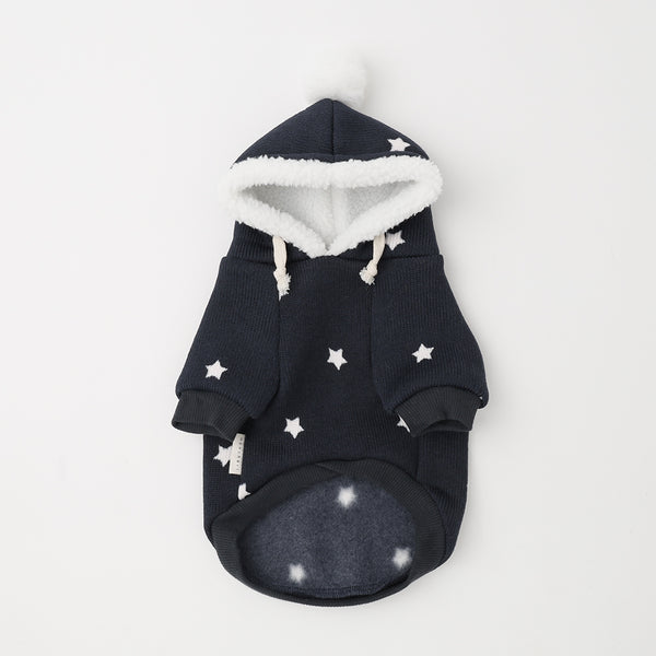 Star pattern food parka with pom pom