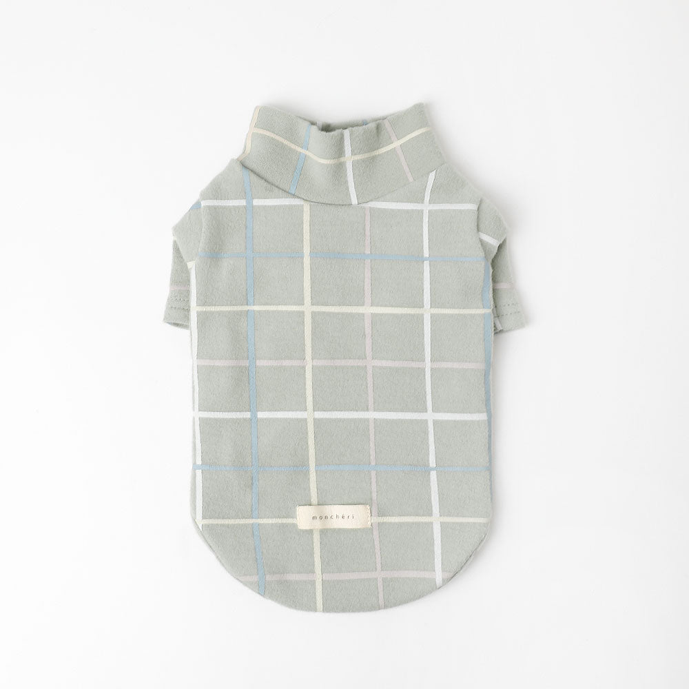 Multi-plaid high neck rib top