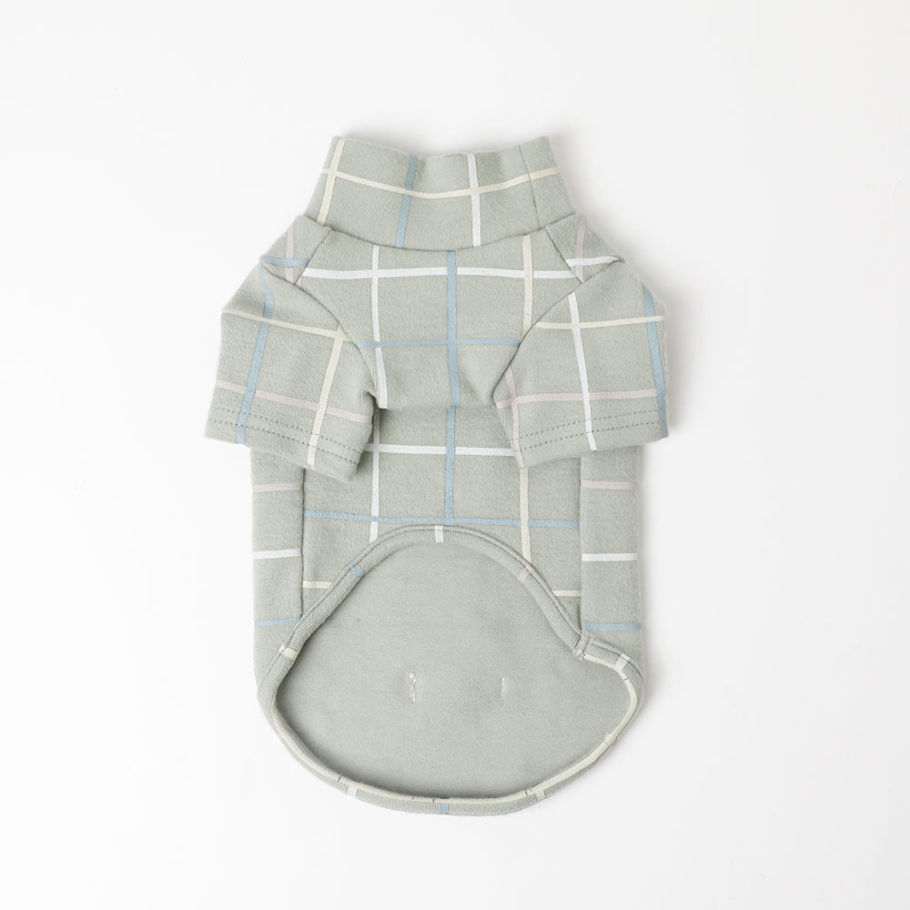 Multi-plaid high neck rib top