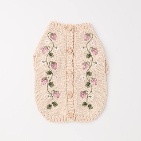 Strawberry embroidery knit cardigan